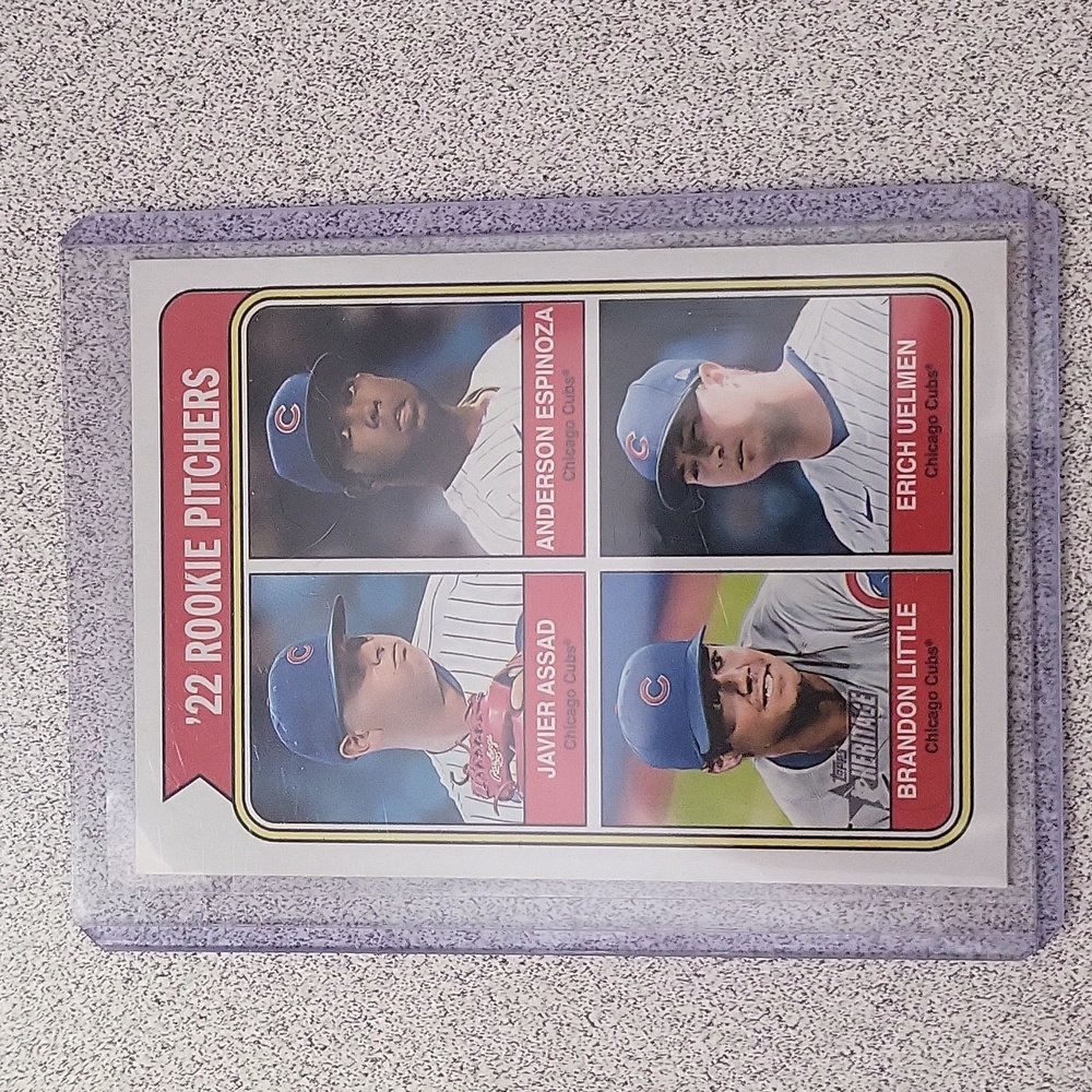 2023 Topps Heritage '22 Rookie Pitchers J. Assad, A. Espinoza,B. Little,E.Uelmen